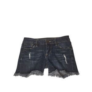 Bullhead Jean Shorts Women Sz 1 Low Rise Distressed Denim‎ Blue Cut Off